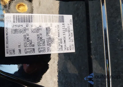 2013 Infiniti Jx35 z USA, uszkodzony, nr VIN 5N1AL0MM3DC331518